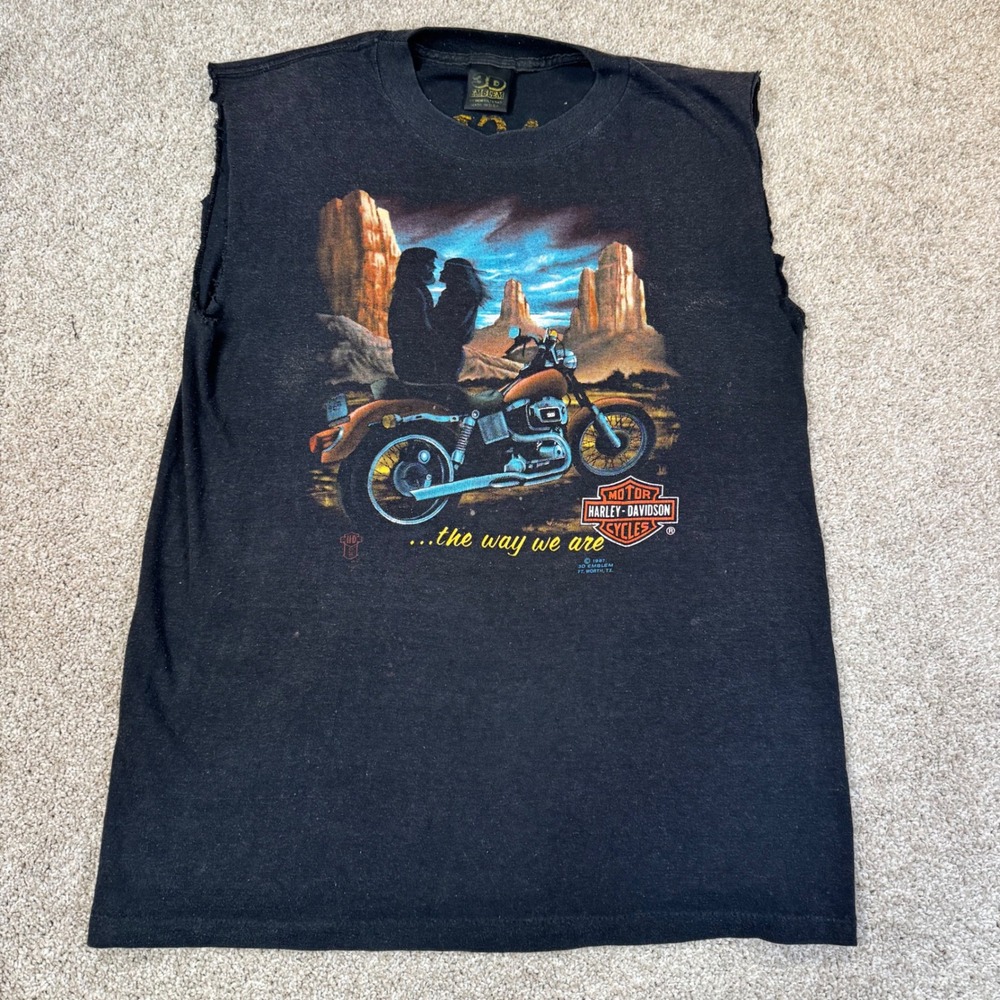 Vintage Harley-Davidson 1987 3D Emblem Sleeveless Single Stitch T-Shirt